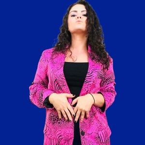 🍬ASOS 80s Pink animal print over sized blazer
